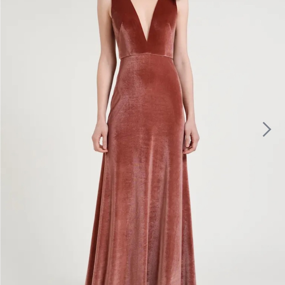 Jenny Yoo Logan Velvet Bridesmaid Dress in English Rose